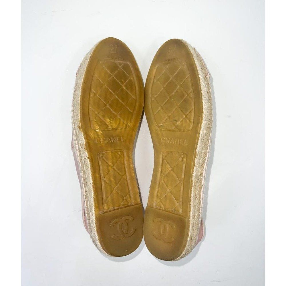 CHANEL Grosgrain Light Pink Mesh CC Logo Pink Cap Toe Flat Espadrilles Size EU37 - Picture 12 of 13